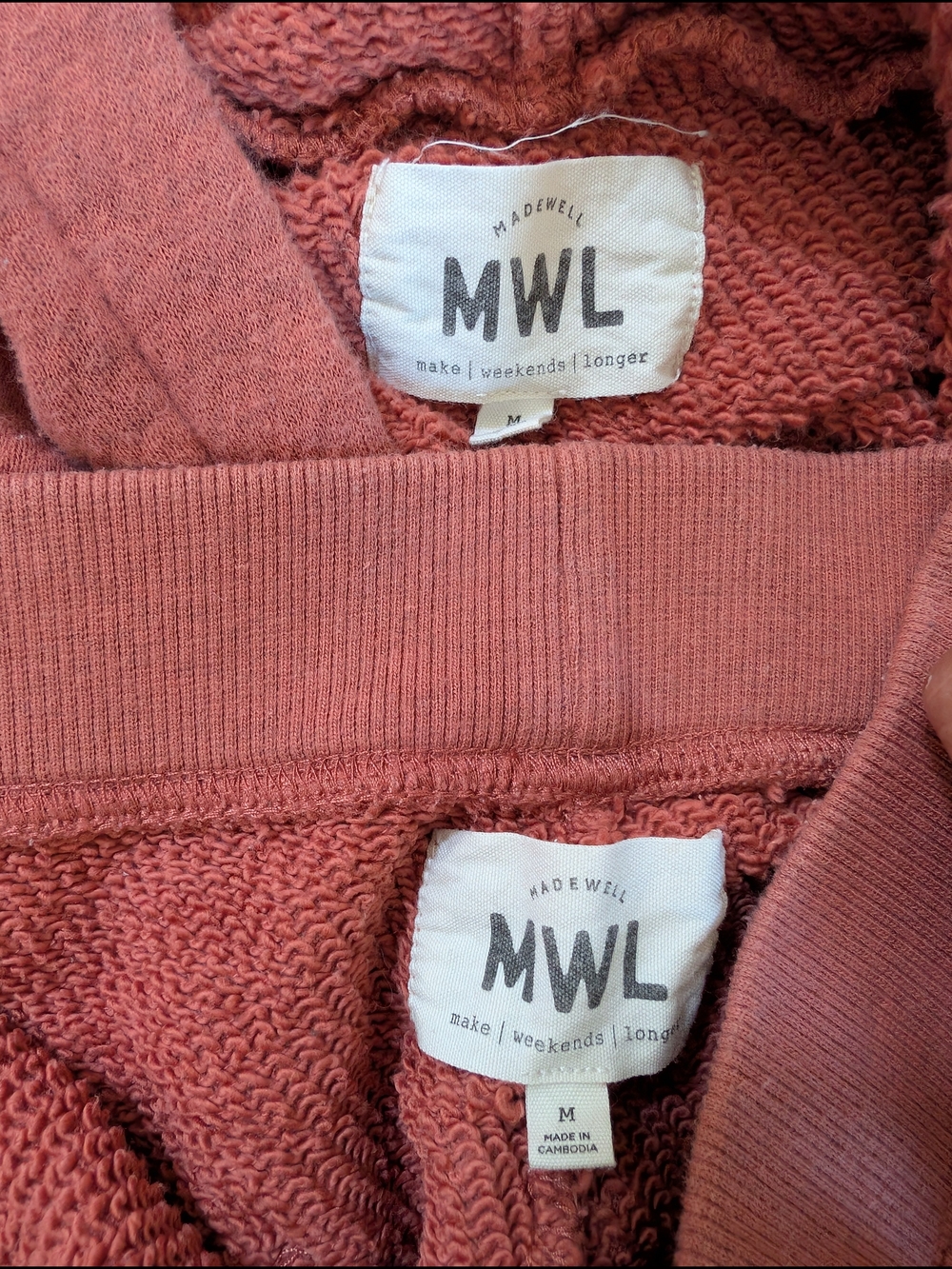 MWL Madewell Cozy Dusty Rose Hoodie & Shorts Set - Picture 6 of 6